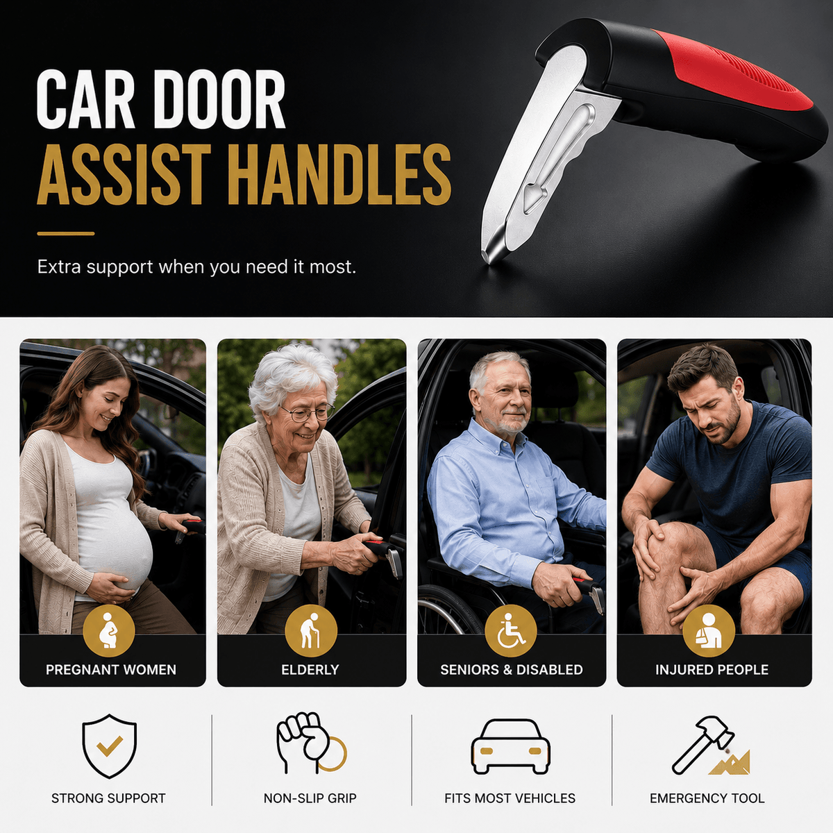 SafeExit™ 2-in-1 Car Assist Handle & Emergency Window Breaker