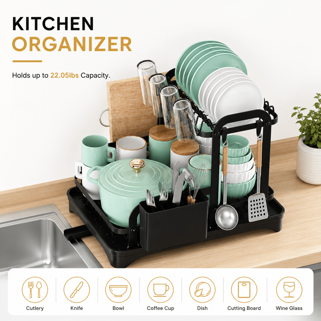 HomeDry™ Premium 2-Tier Dish Drying Rack