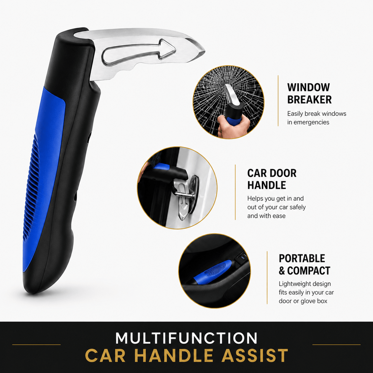 SafeExit™ 2-in-1 Car Assist Handle & Emergency Window Breaker